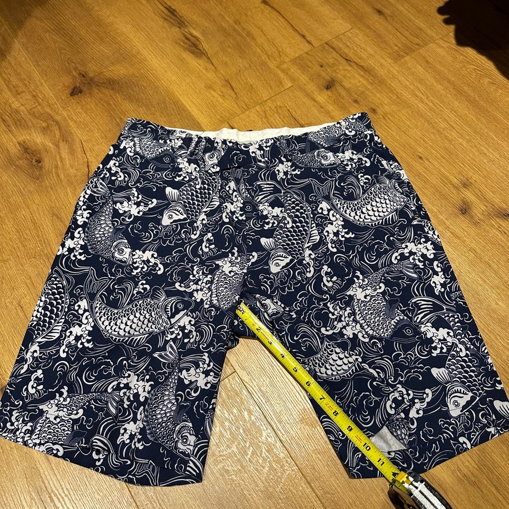 RLX Ralph Lauren Navy and White Koi Print Hybrid Shorts - Picture 2 of 2